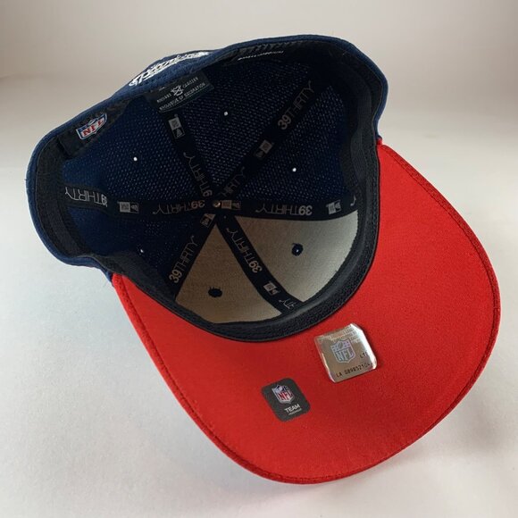 New England Patriots NFL Navy Blue Red New Era 39Thirty Stretch Fitted Hat S/M - Picture 4 of 5